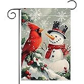 Winter Snowman Snowflake Garden Flag 12x18 Inch Double Sided Cardinal Red Bird Christmas Yard Outdoor Flag House Holiday Outside Decoration