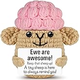 Crochet Sheep Christmas Birthday Cheer Up Gifts for Women Teen Girls Best Friends Coworker Daughter Sister,White Elephant Stocking Stuffers Secret Santa Gifts for Teens Kids,Funny Desk Decor