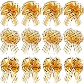 Shindel 24PCS Christmas Bows for Gift Wrapping, 6 inches Large Christmas Gold Pull Bows for Holiday Wedding Gift Box Baskets Decoration