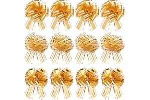 Shindel 24PCS Gold Pull Bows, Large Christmas Pull Bows for Holiday Wedding Gift Box Baskets Decoration
