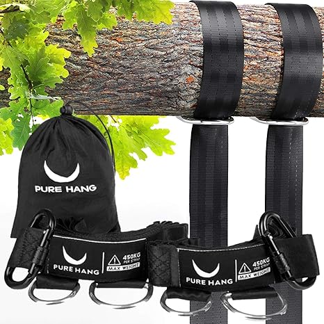 PURE HANG Premium XXL Schaukel Hängematte Hängesessel Befestigungs-Set Aufhängung Aufhänge-Set für Baum Garten Camping Outdoo
