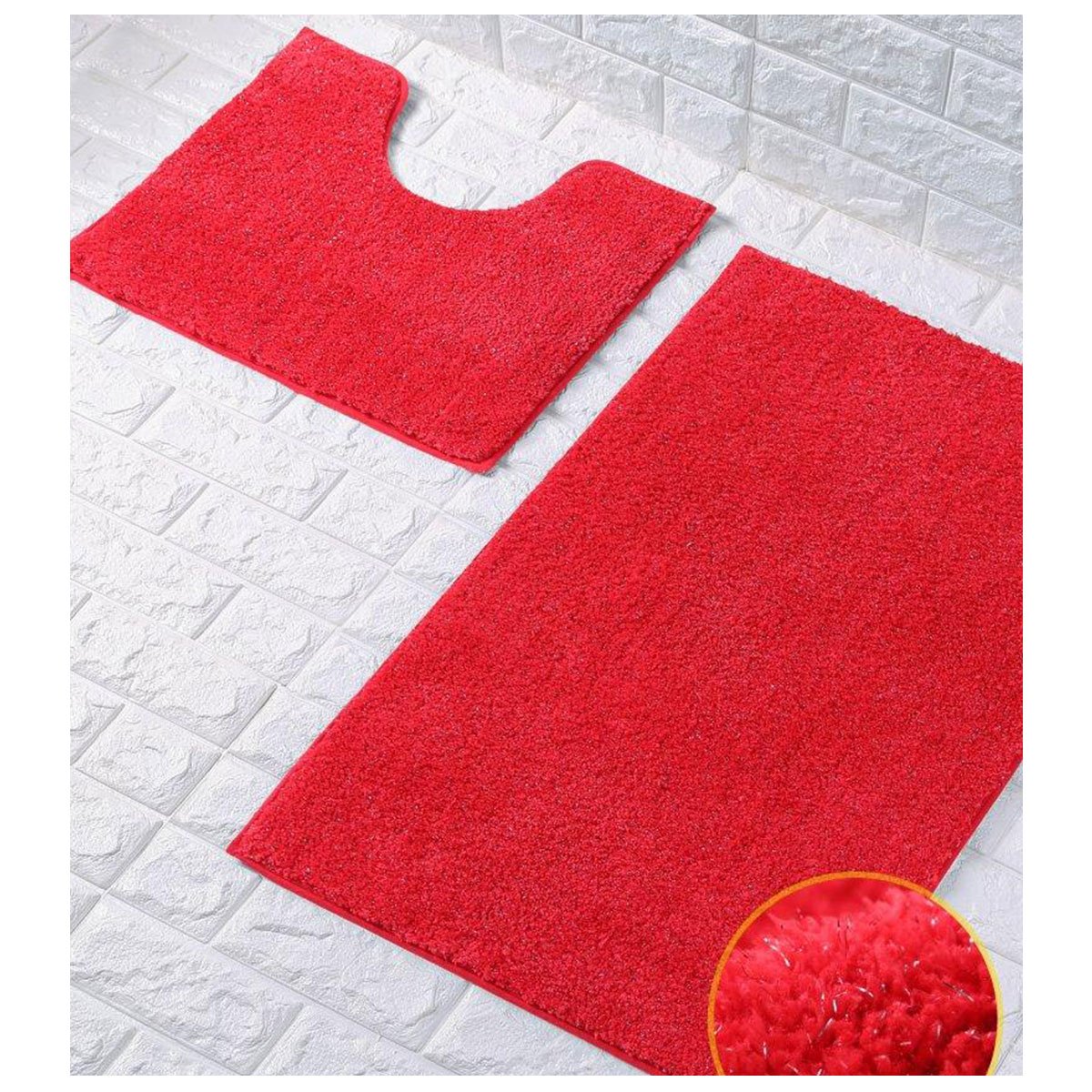 Gaveno Cavailia Super Absorbent (2PC) Shiny Microfiber Bath Set - [ Deep Red ]