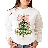 Christmas Sweatshirts for Women, Cute Christmas Crewneck Sweatshirt, Retro Santa & Christmas Tree Sweaters for Women