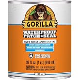 Gorilla Patch &amp; Seal Liquid Rubber Waterproof Sealant, White, 32 oz | Seals Out Water, Air, and Moisture, Flexible Rubberized Coating, Temperature and UV Resistant
