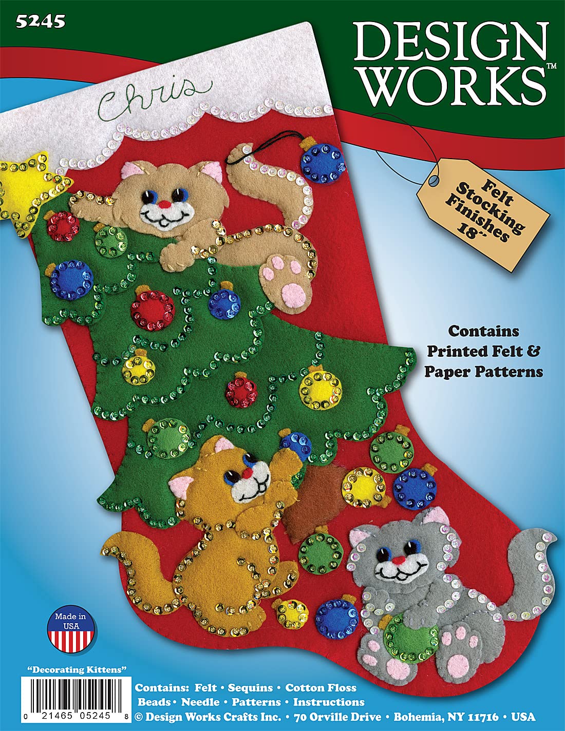 Tobin Decorating Kittens Felt Stocking Kit, Multi