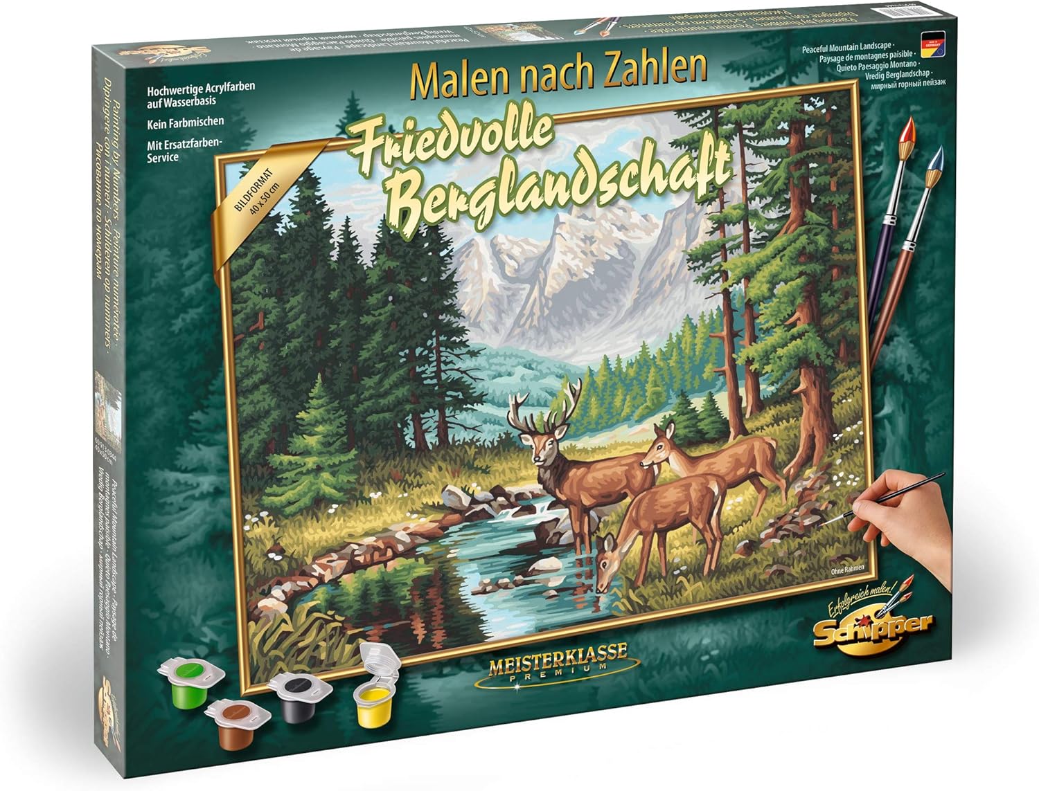 Schipper 609130344 Malen Nach Zahlen Friedvolle Berglandschaft Bilder Malen Fur Erwachsene Inklusive Pinsel Und Acrylfarben 40 X 50 Cm Amazon De Spielzeug
