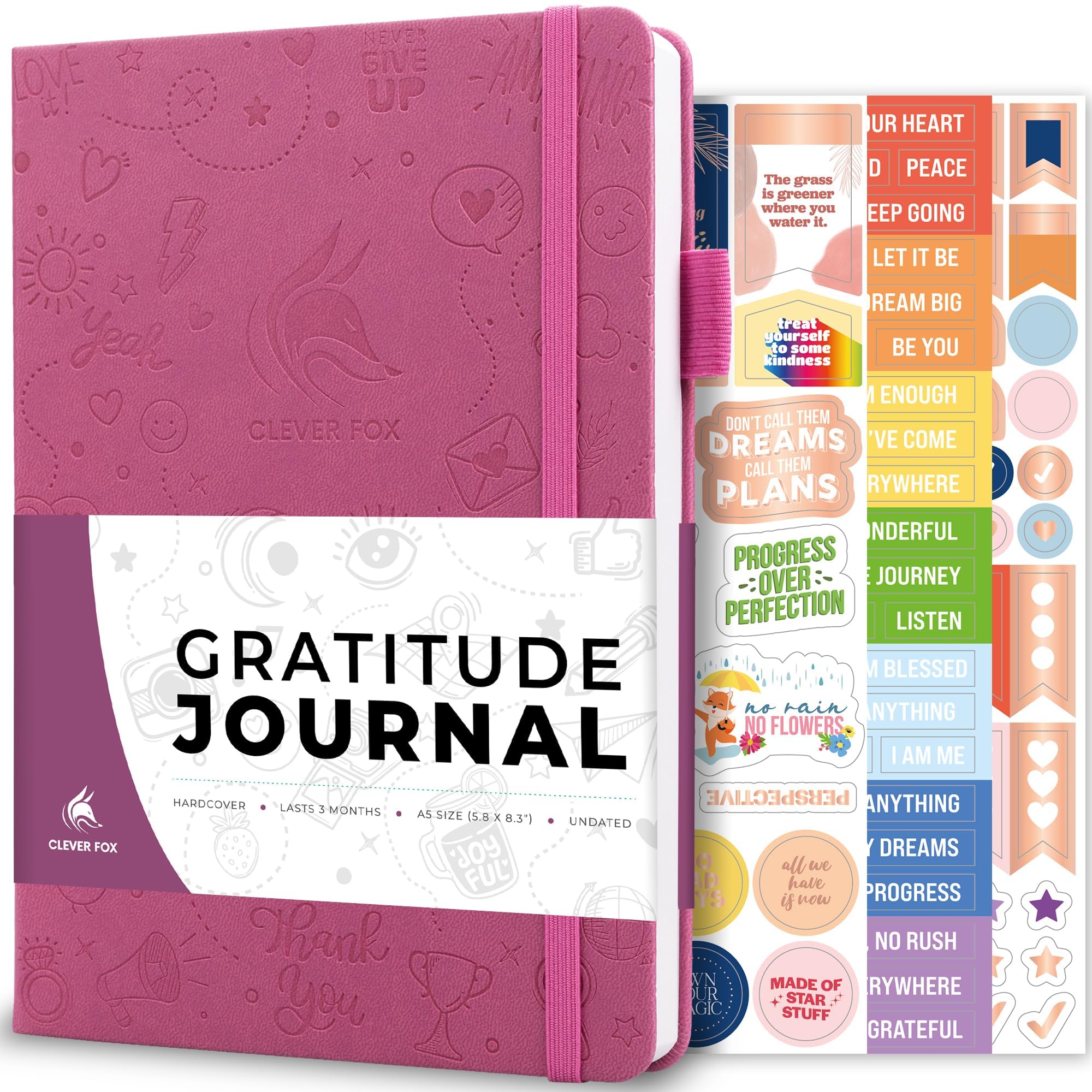 Clever Fox Gratitude Journal – Happiness, Positivity & Affirmation Daily Journal – Inspirational Daily Notebook – 3 Months, A5 (Violet Blossom) — image 1