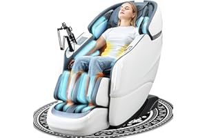 KTENTITO Massage Chair Full Body, 2025 Zero Gravity SL-Track Shiatsu Massage Chairs Recliner with AI Voice, LED Backlight Remote Control, Waist & Calf Heating Phone Controller and Holder G6 White Grey