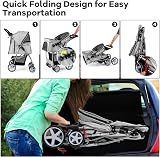 Maxmass Travel Pet Stroller Foldable 4 Wheels Grey with Storage Basket view 8