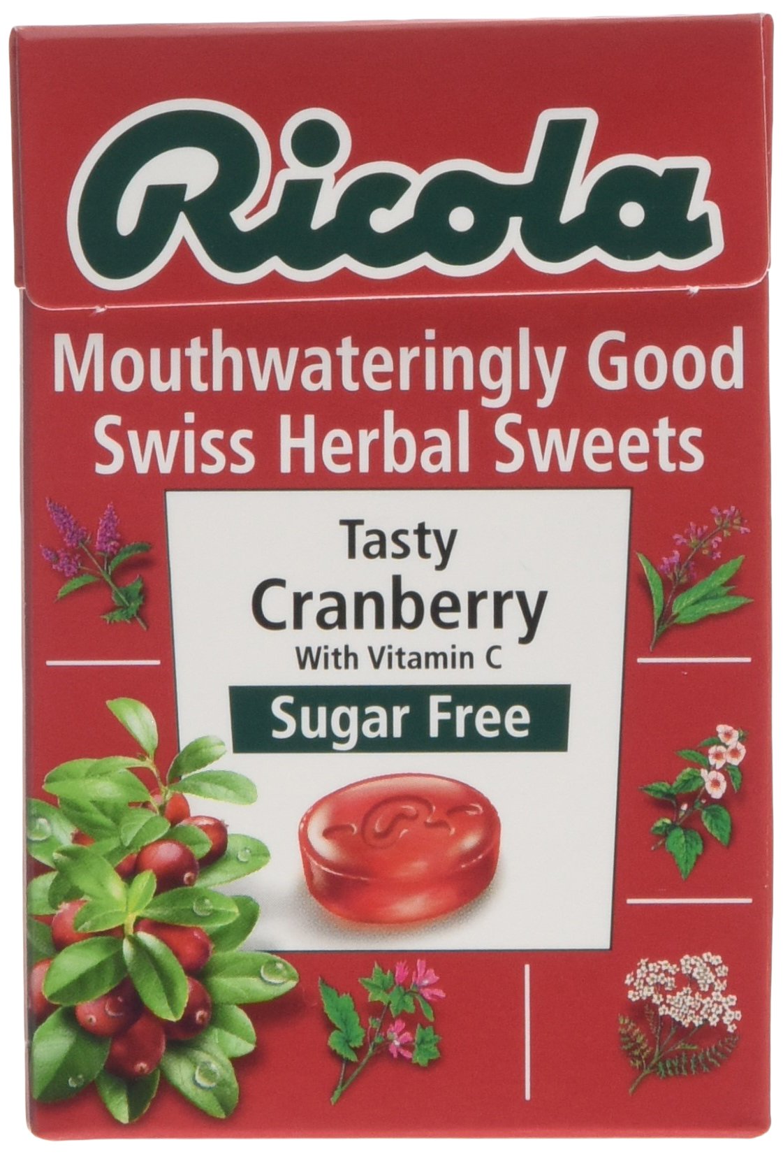 Ricola Cranberry Sugar Free Swiss Herb Drops 45 g (Pack of 10)