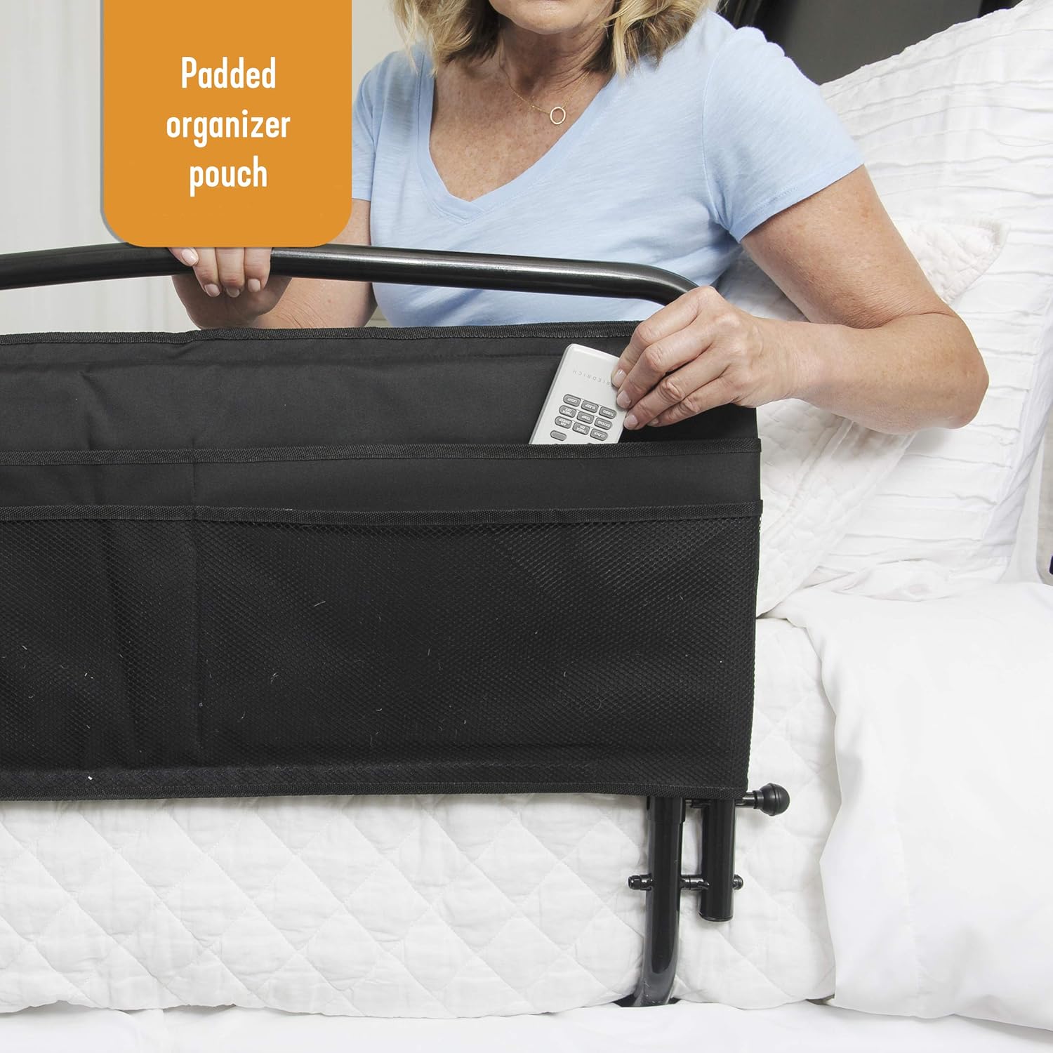 Stander 30" Safety Bed Rail, Adjustable Bed Rail for Elderly Adults, Bed Safety Rail with Padded Organizer Pouch: Health & Personal Care