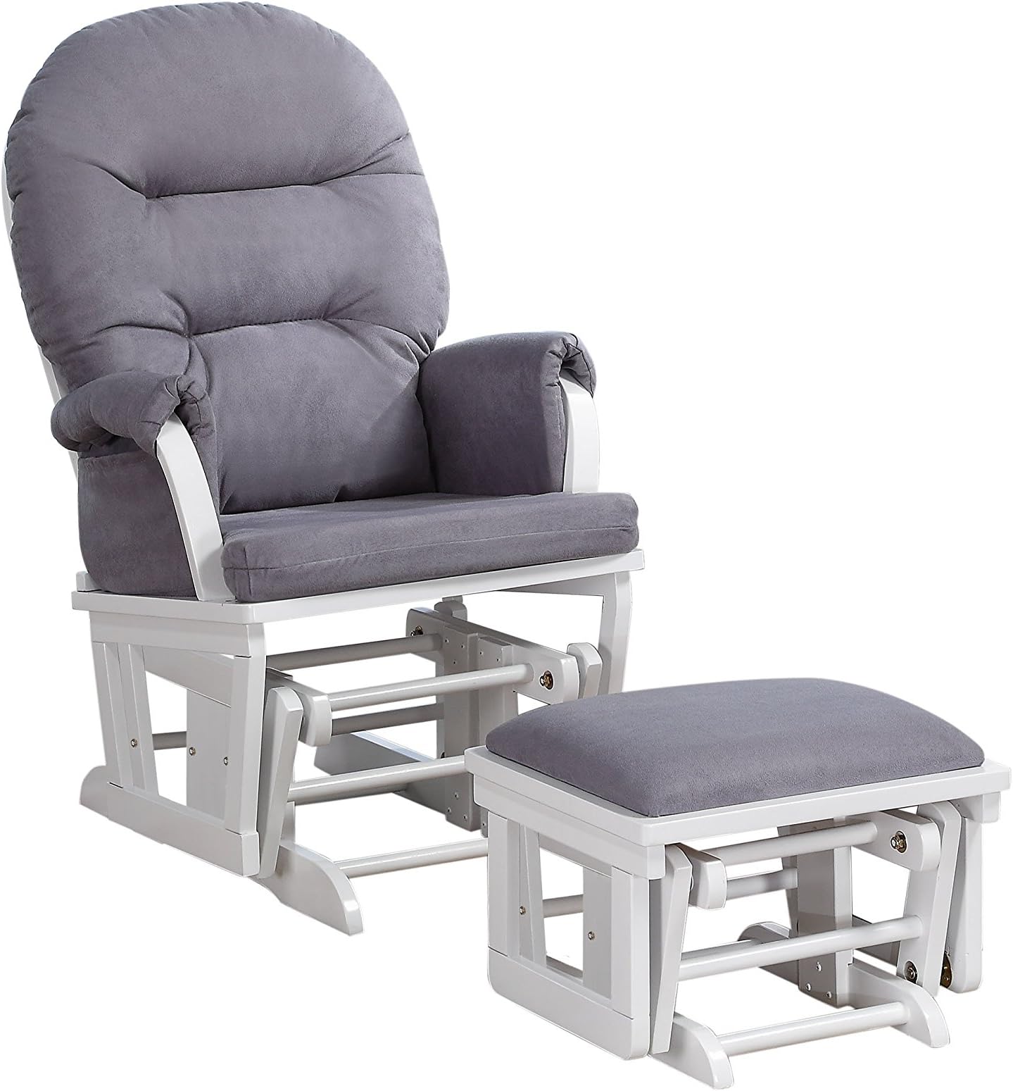 Lennox Contemporary Style Glider Chair and Ottoman Combo, White with Grey