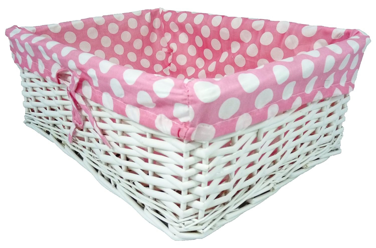 Pink Polka Dot Wicker Basket in Large Size Amazon.co.uk Kitchen & Home