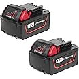 2 Packs Battery for Milwaukee 18V M18 48-11-1850 Battery, Cell9102 Replacement Battery Capacity Output 5.0Ah