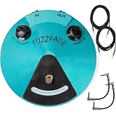 Dunlop JHF1 Fuzz Face Distortion Pedal - Bundle with 2 Patch Cables and 2 Instrument Cables