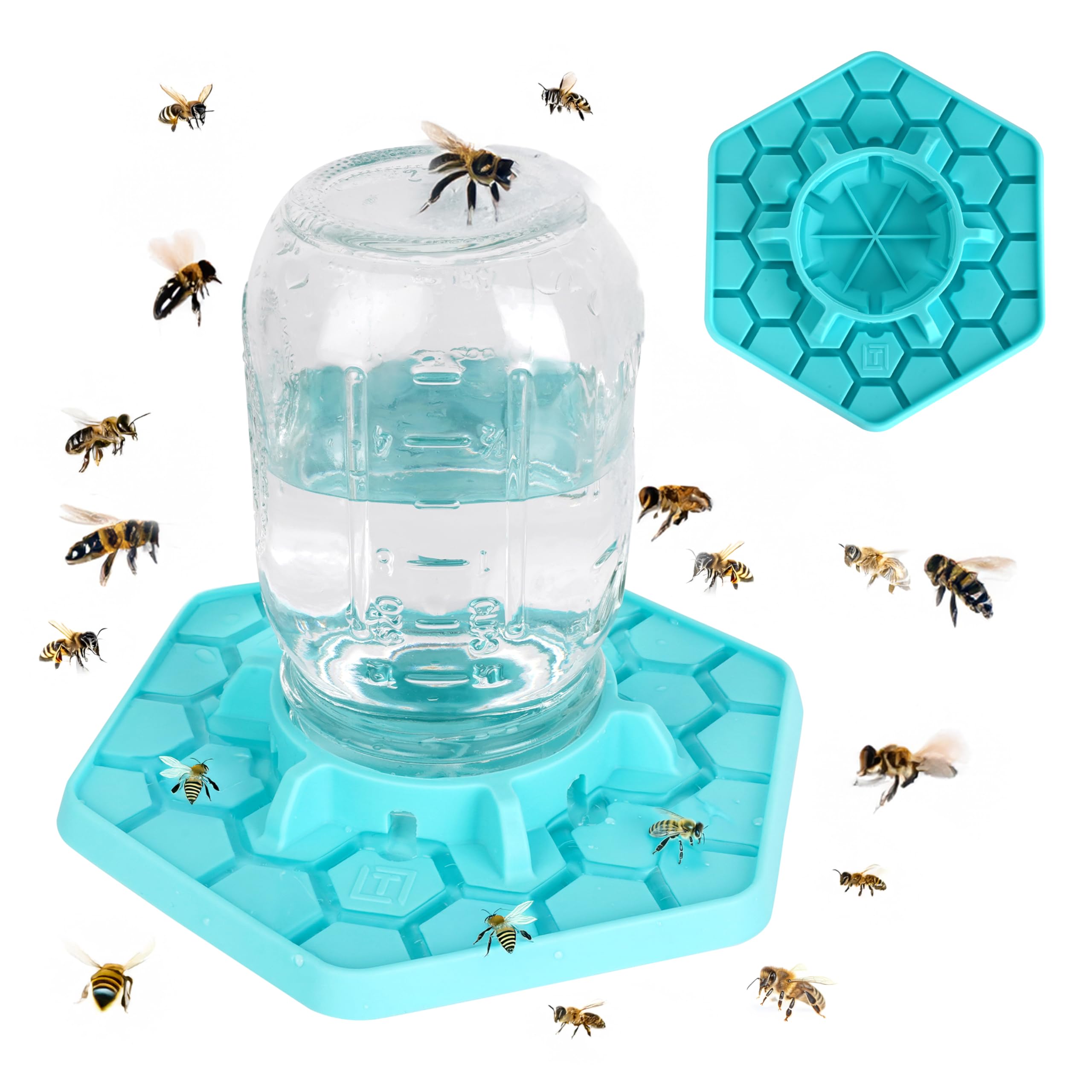 Photo 1 of Tributary Brands Bee Feeder for Mason Jar Made of Silicone - Bee Watering Station for Garden Compatible with Regular Mouth Mason Jars