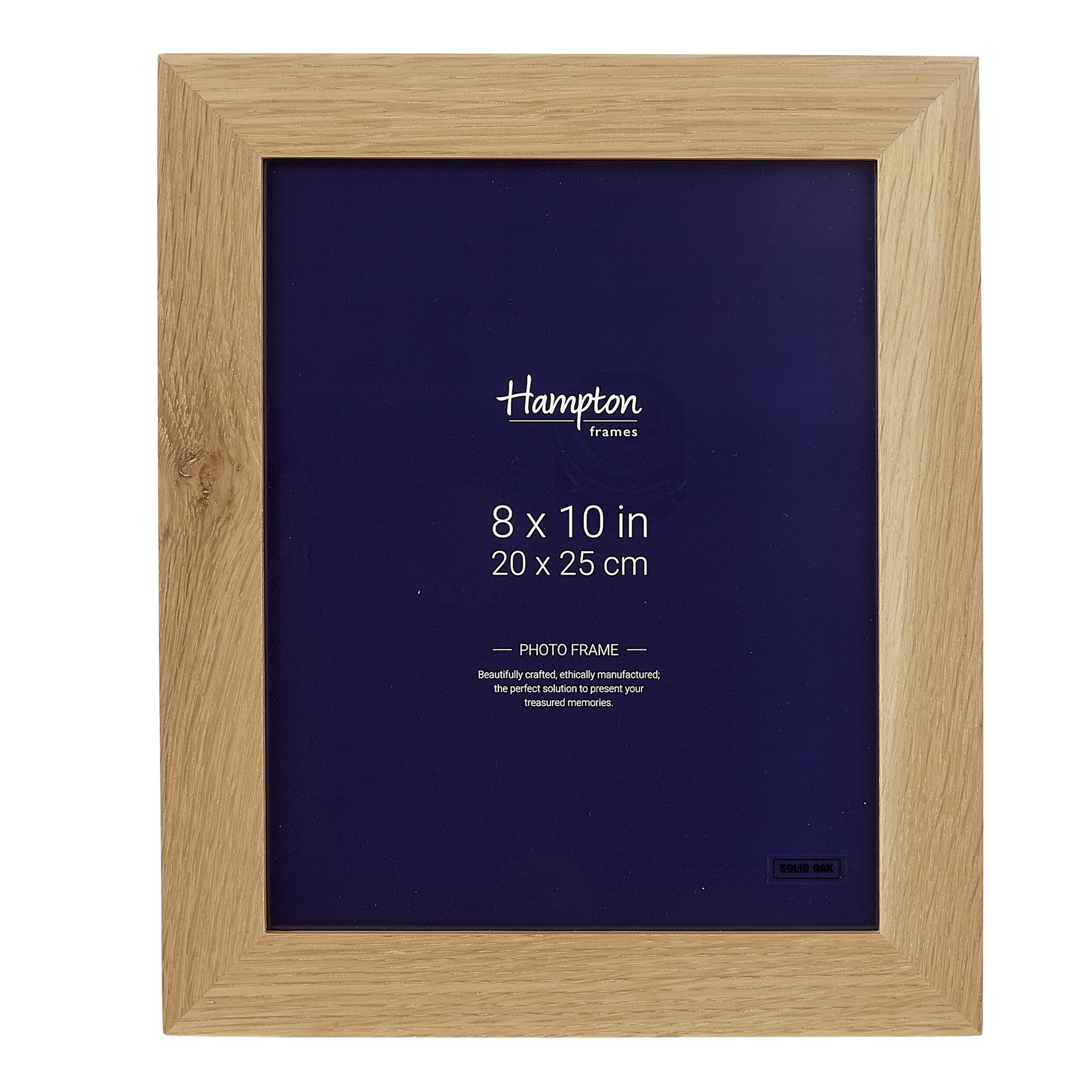Hampton Frames | Photo Frame, NEW ENGLAND Model | 8 x 10 Inch (20x25 cm), Solid Oak Wood, Glass Front | Wall Mount or Freestanding | Classic Display for Home Décor