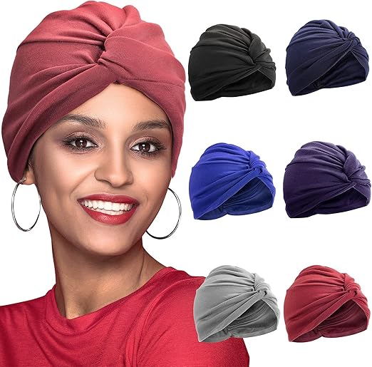 6 Pieces Turbans for Women Knot PreTied Beanie Cap Turbans