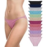 Sexy Basics Womens String Bikini Briefs | 100% Cotton | No Show Underwear | Multi Packs & Colors