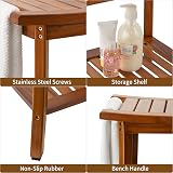 Utoplike Teak Shower Bench with Handles, 2-Tier Waterproof Stool view 7