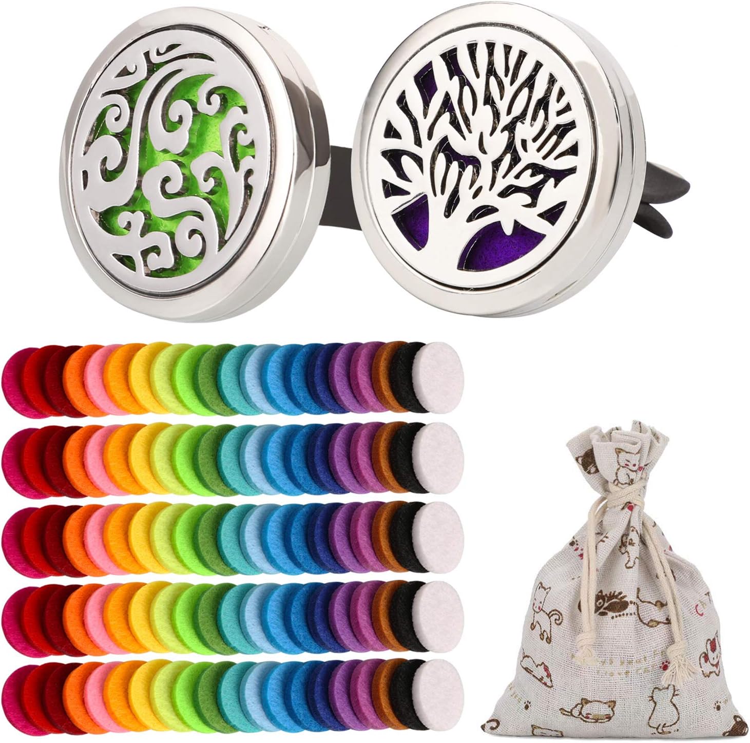 OOTSR 2Pcs Car Aromatherapy Essential Oil Diffuser, Stainless Steel Air Freshener Vent Clip Locket for Car Living Room