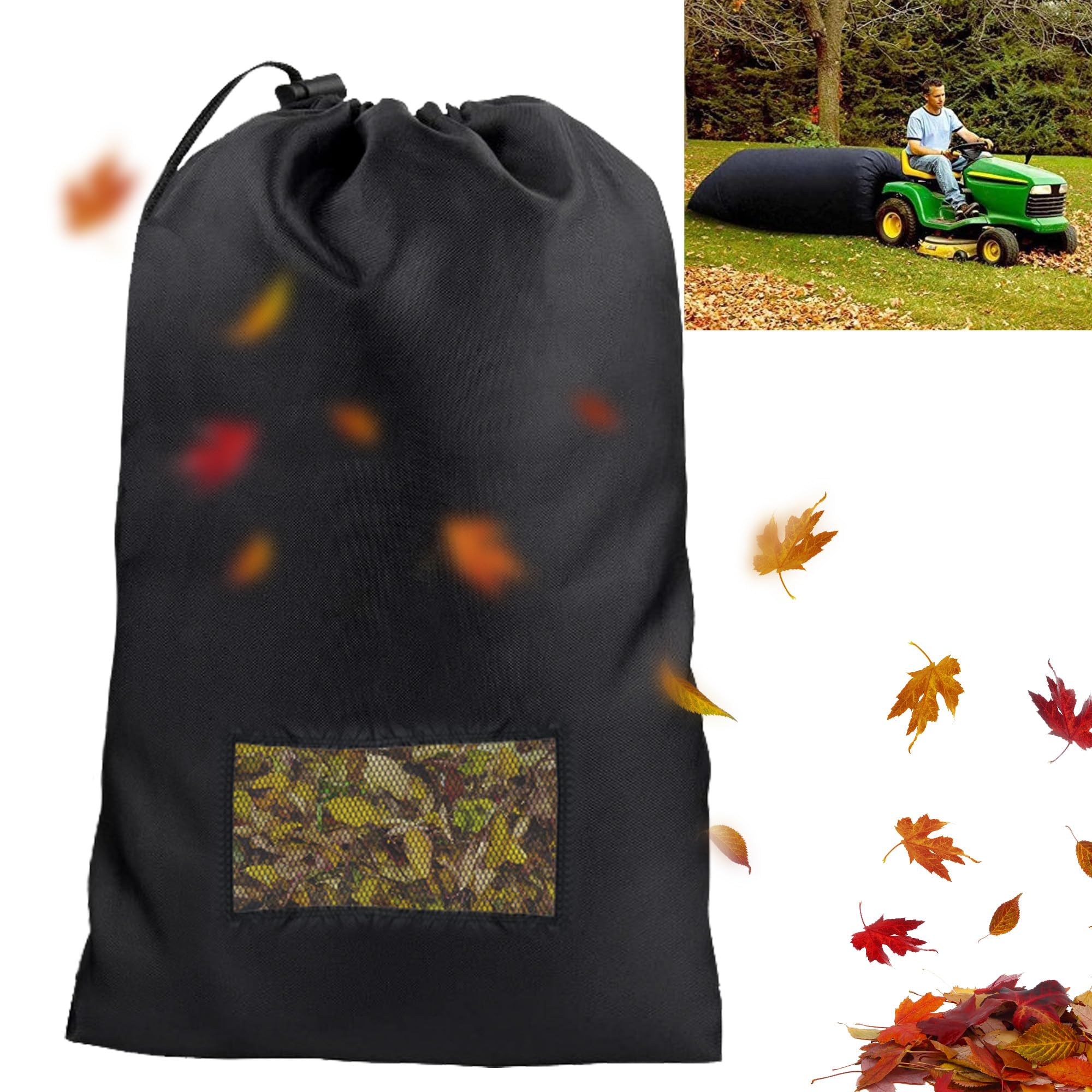 View 1 of Sozize Lawn Tractor Leaf Bag Big Capacity Lawn Mower Leaf Bag Garden Leaf Grass Catcher Bags 420D Oxford Cloth Wear-Resistant Leaf Collector Bag Leaf Bagger for Riding Lawn Mower (78.7"x51.1")