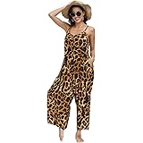 BUENOS NINOS Women's V Neck Floral Maxi Dress Boho Printed Adjustable Spaghetti Strap Ethnic Beach Long Dress with Pockets