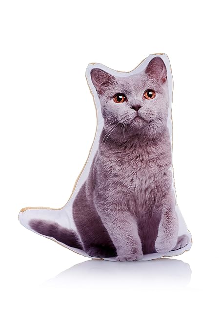 Adorable Cushions British Blue Cat Midi Sized Shaped Cushion