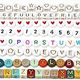 2700PCS Acrylic Mixcolor White and Gold Round Square Alphabet Letter Beads for Jewelry Making Bracelet Necklace Earring Craft