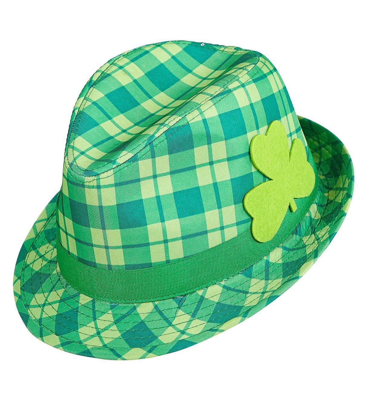 W WIDMANN MILANO Party Fashion - St. Patrick's Day Tartan Fedora with Shamrock, for Men, Carnival, Themed Parties, Green