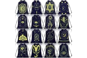 Paterr 16 Pcs Velvet Storage Bag for Tarot Cards, Runes, Dice - Vintage Drawstring Pouches for Jewelry and Tarot Enthusiasts, 7.1 x 5.9 Inch (Classic Style)