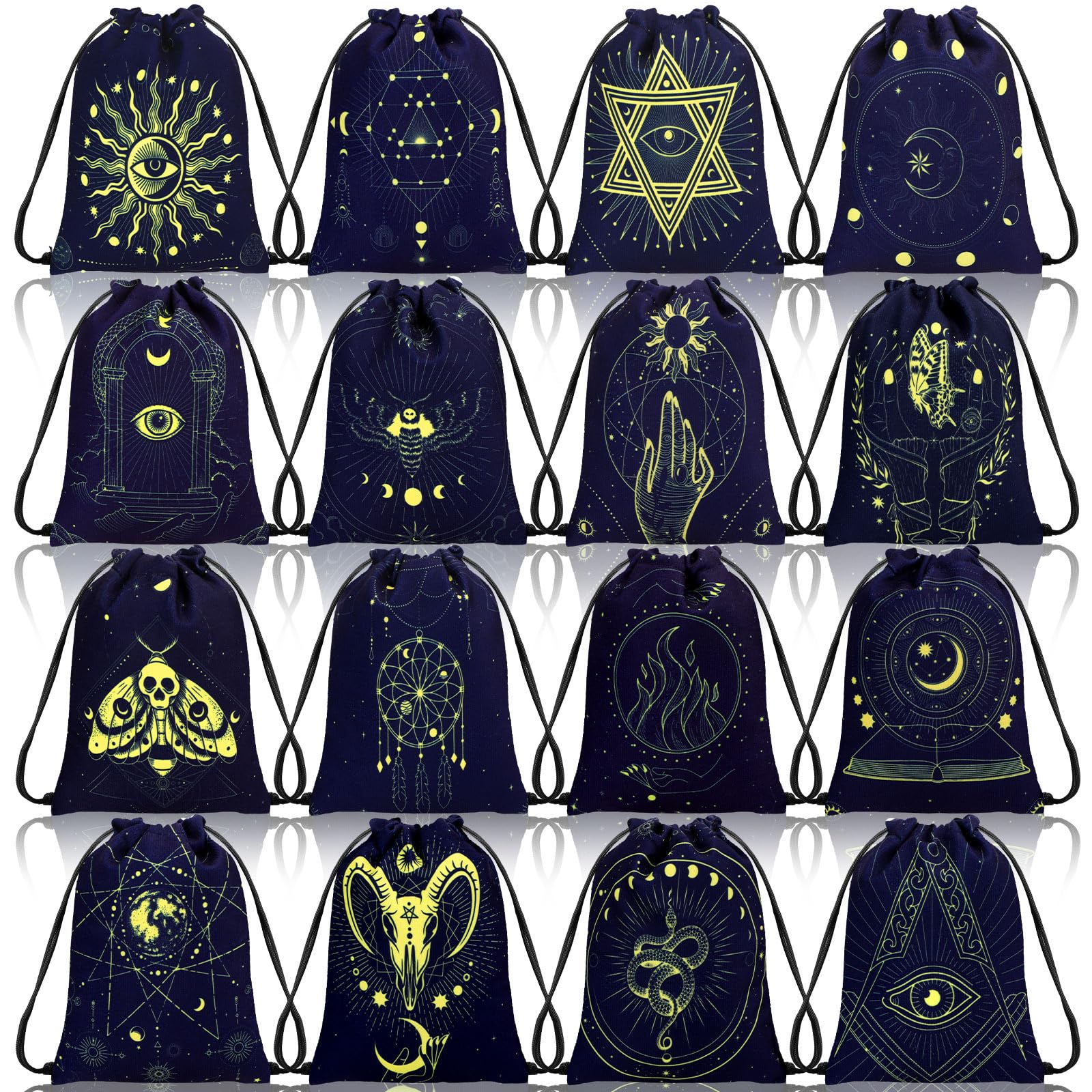 Photo 1 of Paterr 16 Pcs Velvet Storage Bag for Tarot Cards, Runes, Dice - Vintage Drawstring Pouches for Jewelry and Tarot Enthusiasts, 7.1 x 5.9 Inch (Classic Style)