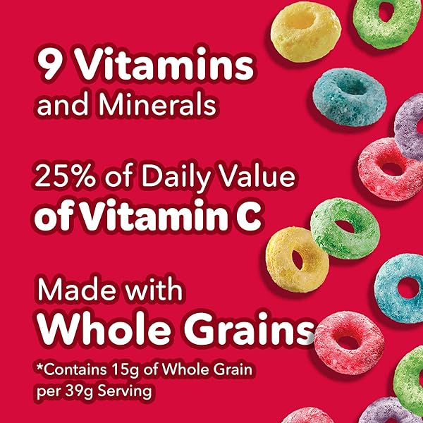 KELLOGG’S FROOT LOOPS BREAKFAST CEREAL, KIDS CEREAL, FAMILY BREAKFAST, GIANT SIZE, ORIGINAL, 23OZ BOX (1 BOX)