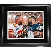 Framed Jason Kelce Travis Kelce Super Bowl LVII Dual Facsimile Laser Engraved Signature Auto 11"x14" Football Photo HOFSM Holo