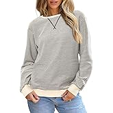 SHEWIN Womens Striped Sweatshirt Crewneck Casual Long Sleeve Pullover Tops Trendy 2025