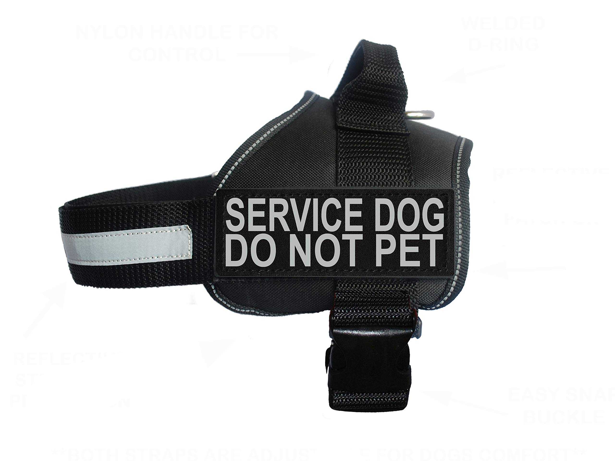 Doggie Stylz Service Dog Harness Vest Comes with 2 Reflective Service Dog DO NOT PET Removable Patches. Please Measure Dog Before Ordering (Girth 14-18", Black)