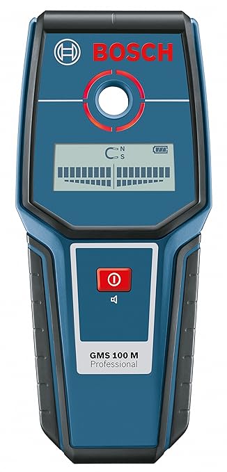 Bosch Professional Metalldetektor GMS 100 M (1x 9V-Batterie, Erfassungstiefe Eisenmetalle: 100 mm, Nichteisenmetalle: 80 mm, 