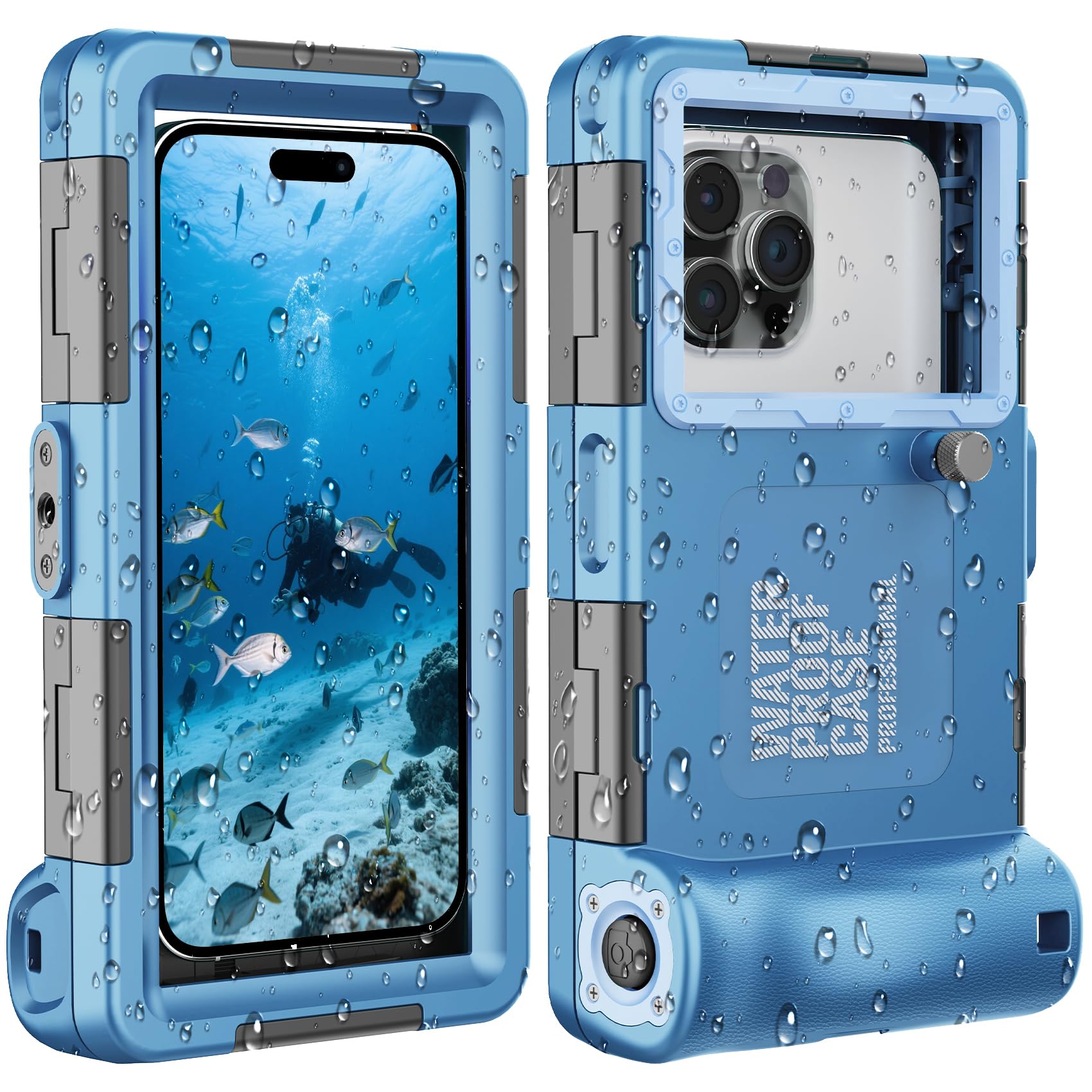 Towevine 2026Underwater Snorkeling Diving Phone Case for iPhone 17/16/15/14/13/ Pro Max/XR/XS/X Galaxy S24/S23/S22.[50ft/15m] Professional Scuba Dive Waterproof Case Underwater Photo Video Blue