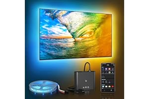 PWAYTEK Smart TV LED Backlight with HDMI 4K30Hz Sync Box, LED Lights for 55-85 inch TVs, 16.4ft RGB led Strip Lights Sync to 