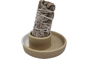 DOREPHINE Sage Holder, White Sage Burner, Smudge Bowl, Palo Santo Holder, Incense Holder, Incense Holder Bundle, Sage Holder for White Sage Bundle and Palo Santo (Sage Not Included) (White-Sand)