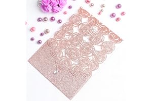 FEIYI 25PCS Laser Cut Invitations Cards Luxury Diamond Gloss Design With Pearl Paper Insert For Wedding, Bridal Shower, Engag