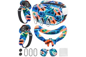 Silicone Cover Set Compatible with Oculus/Meta Quest 3 Accessories, Controller Grips Cover, VR Shell Cover, Facial Interface,
