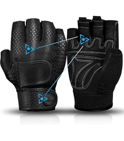 thumbnail image 2 of Real Leather Weight Lifting Gloves - Gym Fitness Bodybuilding Cycling Exercise Gloves With Padding 2 of 11