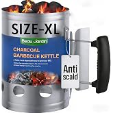 BEAU JARDIN Charcoal Chimney Starter Large Capacity BBQ Grill Lighter Barbecue Fire Starter Grilling for Charcoal Grill Briquette Coal Fire Starter Chimney for Grills Outdoor Cooking Can Accessories