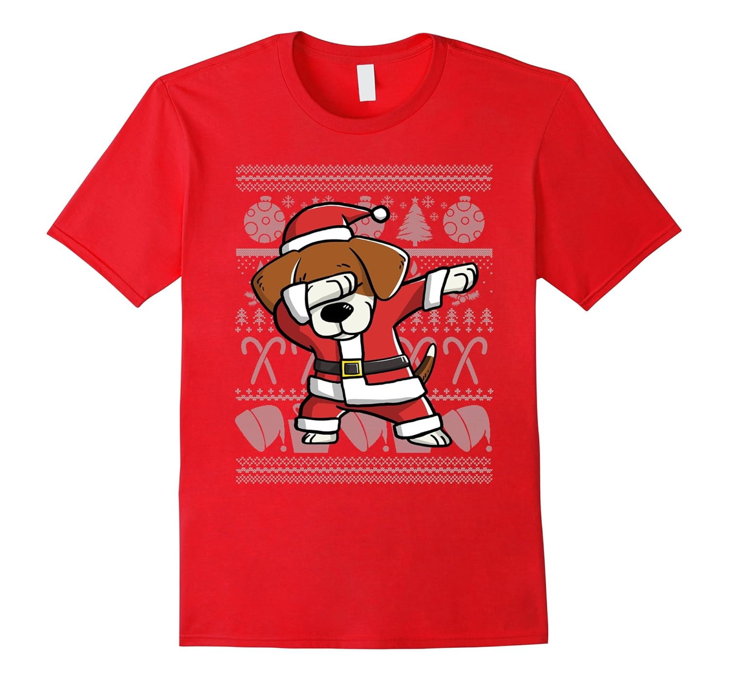 Dabbing Beagle Dog Ugly Christmas T-Shirt-ANZ