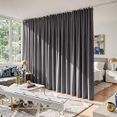 RYB HOME Room Divider Curtain Set with Ceiling Track, Privacy Proctect | Blackout, For Bedroom/Living Room/Basement, Patio, Sliding Glass Door, Thermal Insulated, Grey, W100 x L84, 1 Panel