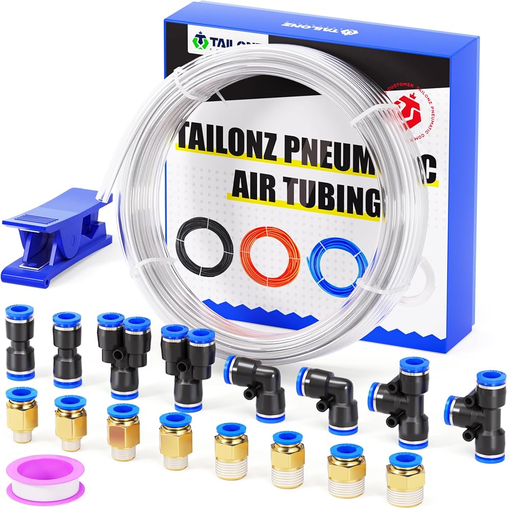 TAILONZ PNEUMATIC PU Air Hose 8mm OD 5mm ID 10m Kit 32.8ft