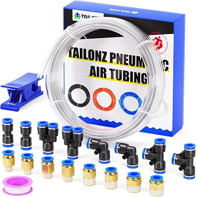 TAILONZ PNEUMATIC PU Air Hose 8mm OD 5mm ID 10m Kit 32.8ft