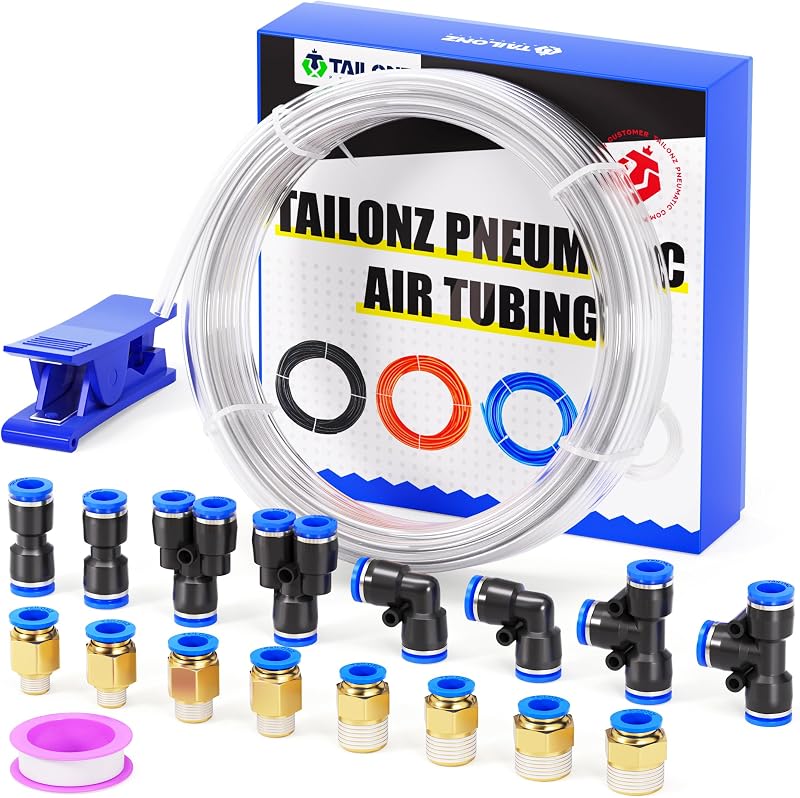 TAILONZ PNEUMATIC PU Air Hose 8mm OD 5mm ID 10m Kit 32.8ft