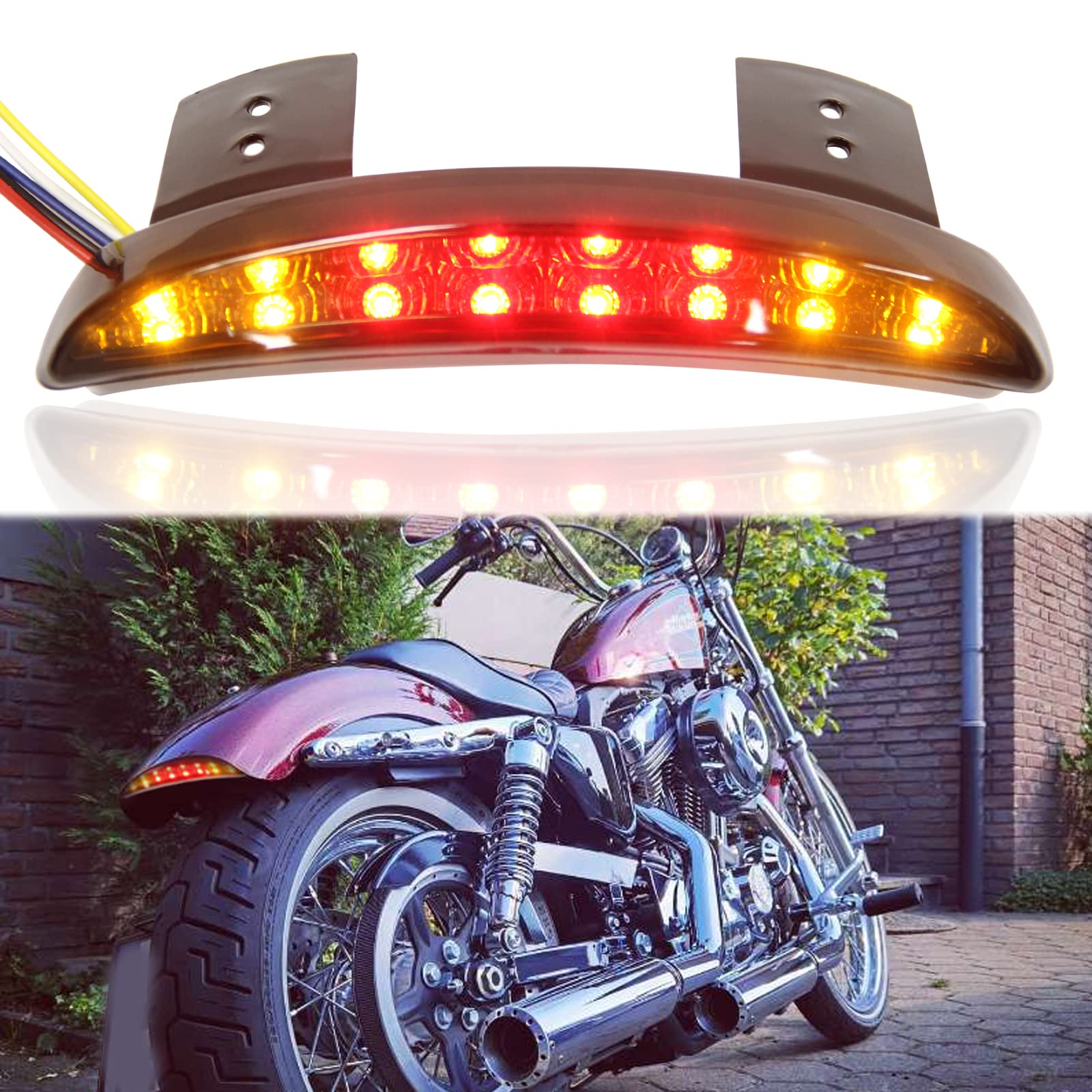 Mua Motorcycle Chopped Rear Fender Edge LED Brake License Plate Tail